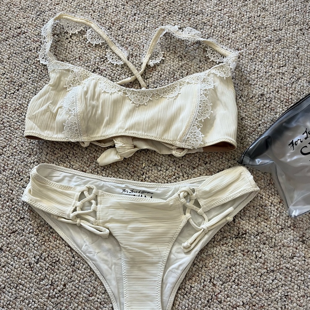 For love and lemons lace beige bikini